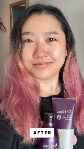Allure Commerce Editor Sarah Han after using Dr. Groot Scalp Revitalizing Solution Thickening Shampoo Conditioner