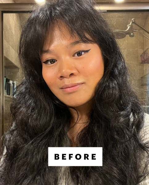 Allure senior editor before using the Dyson Airsmooth on her long thick mediumcoarse and wavy hair.